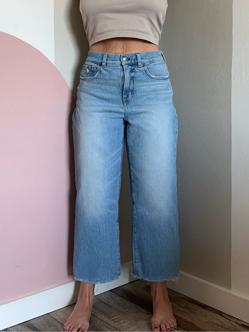 Madewell The Perfect Vintage Wide Leg Cropped Jeans, size 28P